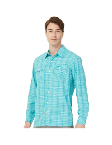 男 防蚊抗UV排汗長袖襯衫『湖綠』  |產品專區|品牌快搜|Mountneer 山林